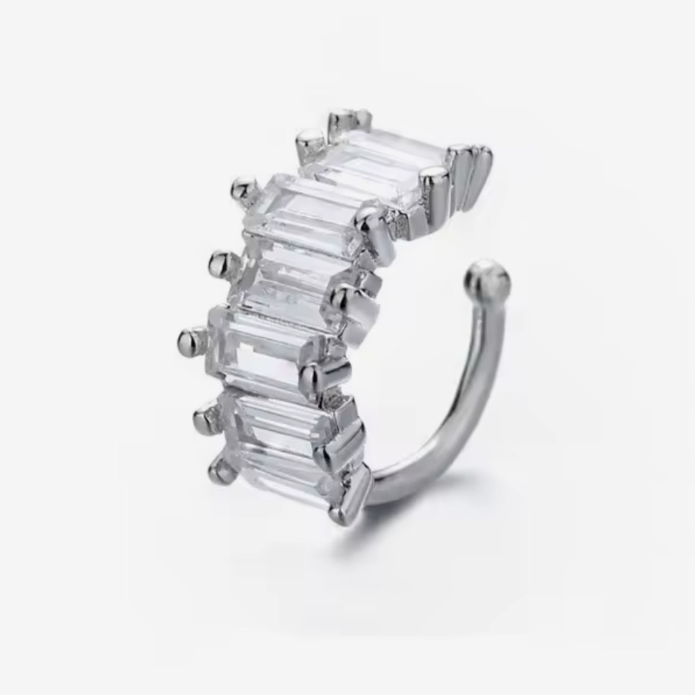 New Drop! Sterling Silver Thick Crystal Ear Cuff Earring Brand New